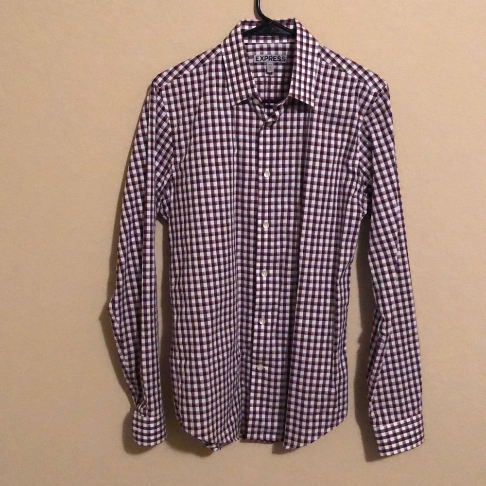 Men's Express Button Up Dress Shirt - Fitted - Small